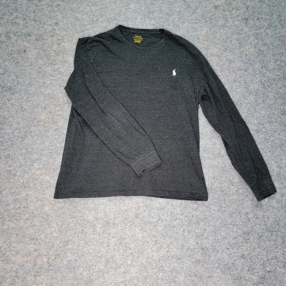 Polo Ralph Lauren Mens‎ Long Sleeve T-Shirt Gray Medium Casual Logo
